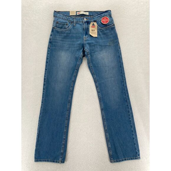 Levi's‎ 511 Jeans Boys 16 Reg 28x28 Medium Wash Blue Denim Slim Fit Straight Leg - Picture 1 of 13